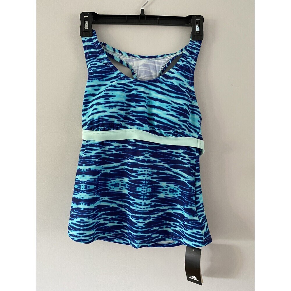 Adidas Women's Racerback Tankini Sports Bra Bikini Swimsuit Navy Blue Top S
